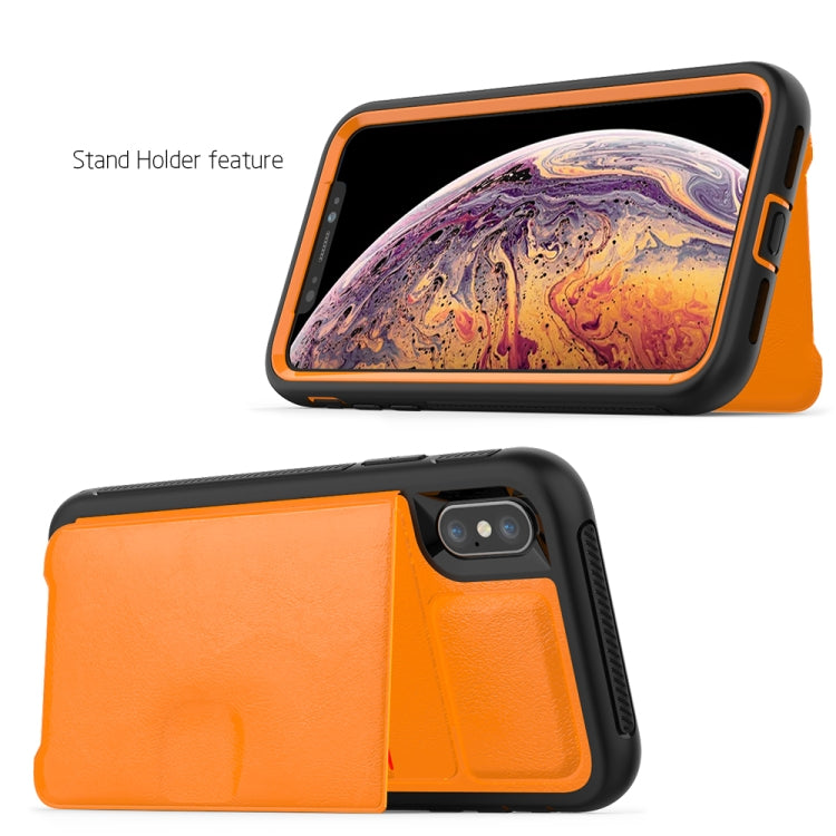 For iPhone X / XS Leather Protective Case with Holder & Card Slot