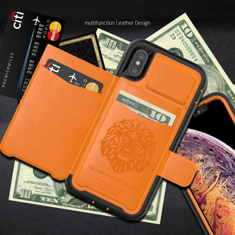 For iPhone X / XS Leather Protective Case with Holder & Card Slot