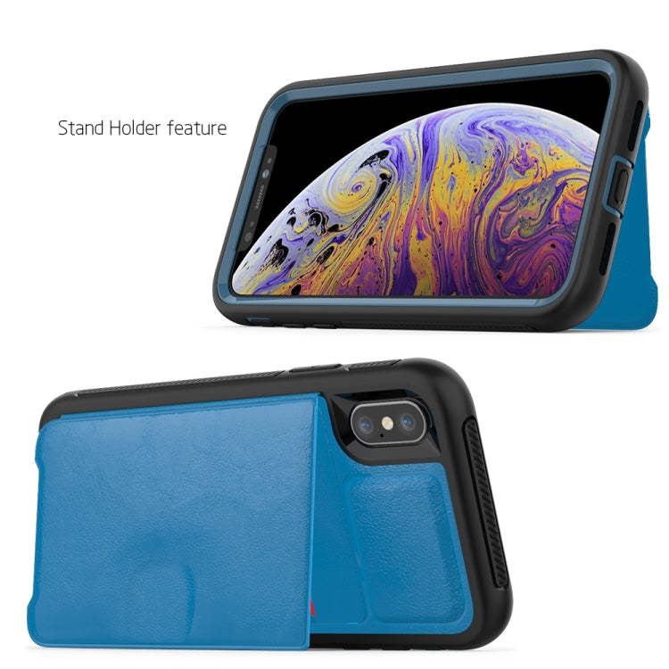 For iPhone XS Max Leather Protective Case with Holder & Card Slot