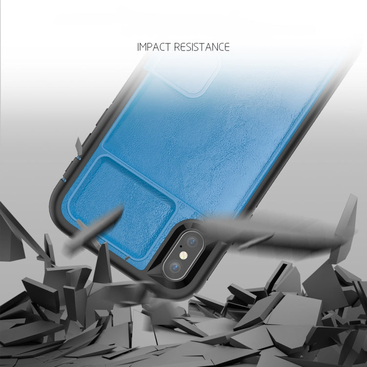 For iPhone XS Max Leather Protective Case with Holder & Card Slot