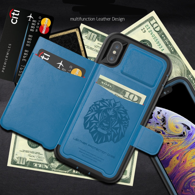 For iPhone XS Max Leather Protective Case with Holder & Card Slot