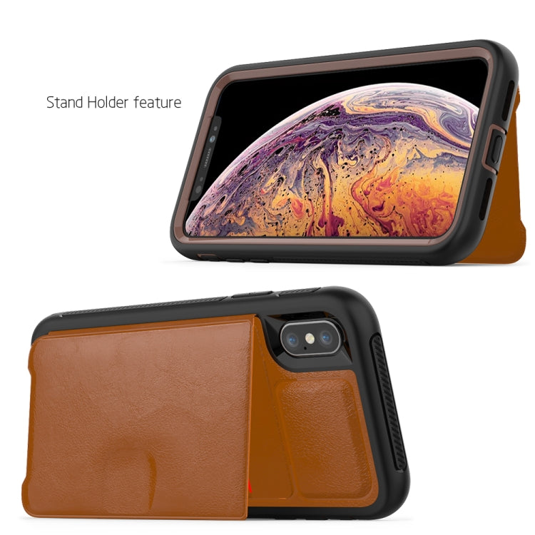 For iPhone XS Max Leather Protective Case with Holder & Card Slot