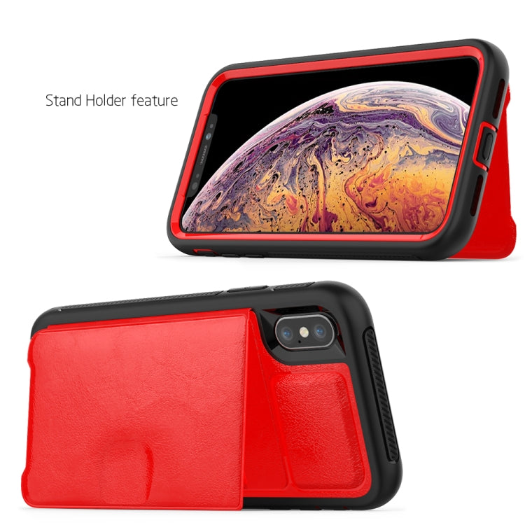 For iPhone XS Max Leather Protective Case with Holder & Card Slot