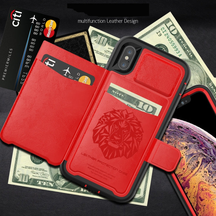 For iPhone XS Max Leather Protective Case with Holder & Card Slot