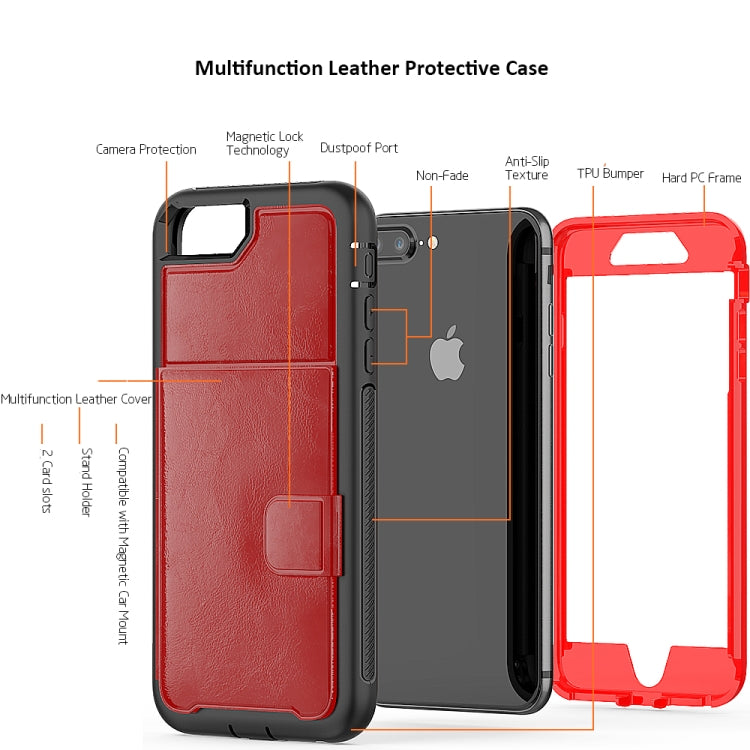 Leather Protective Case with Holder & Card Slot For iPhone 6 Plus & 6s Plus
