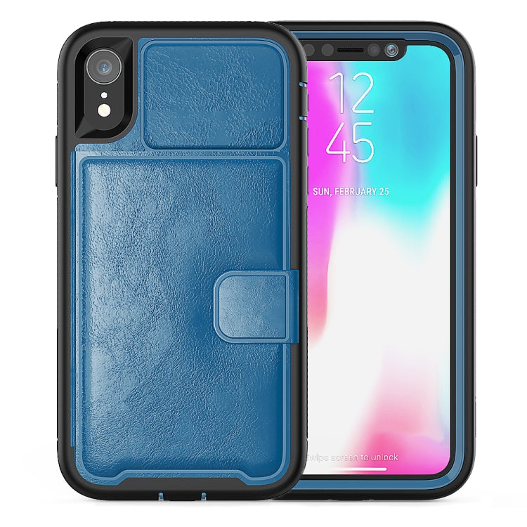 For iPhone XR Leather Protective Case with Holder & Card Slot