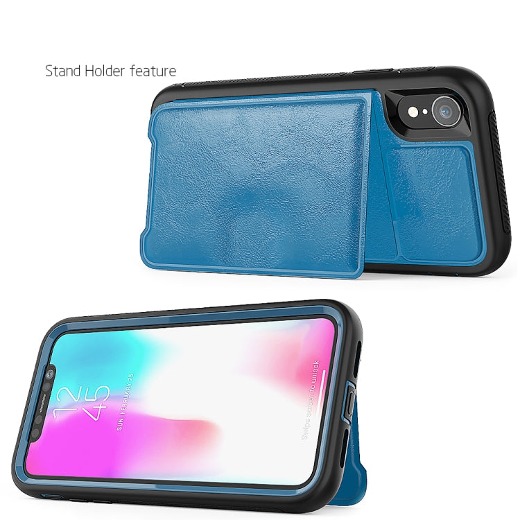 For iPhone XR Leather Protective Case with Holder & Card Slot