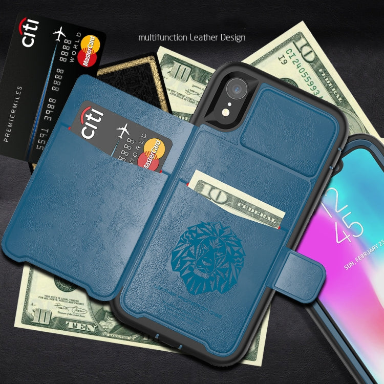 For iPhone XR Leather Protective Case with Holder & Card Slot