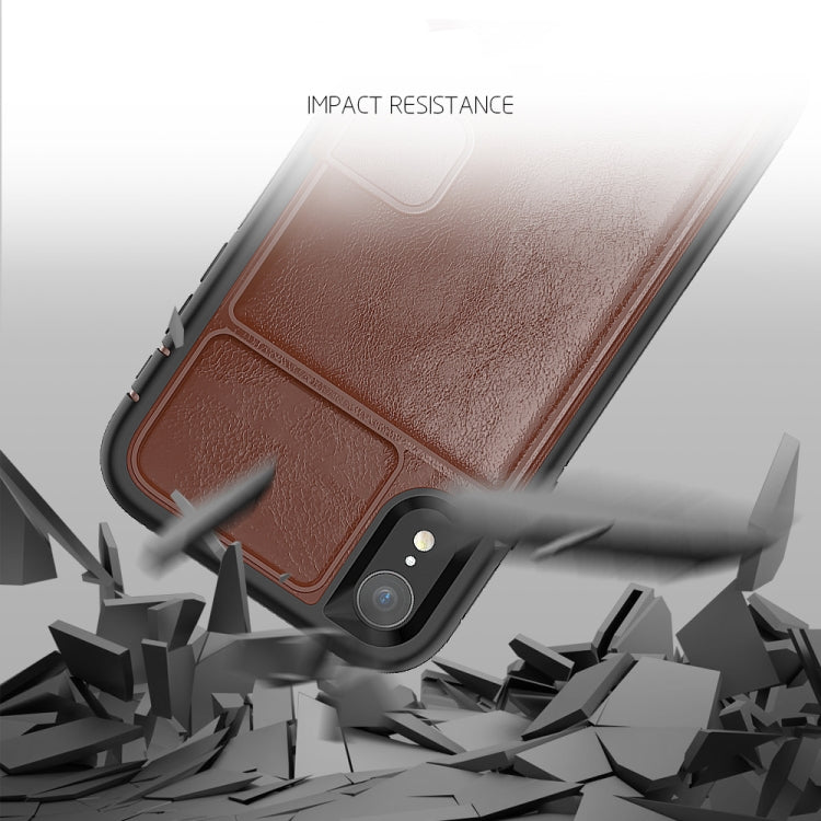 For iPhone XR Leather Protective Case with Holder & Card Slot