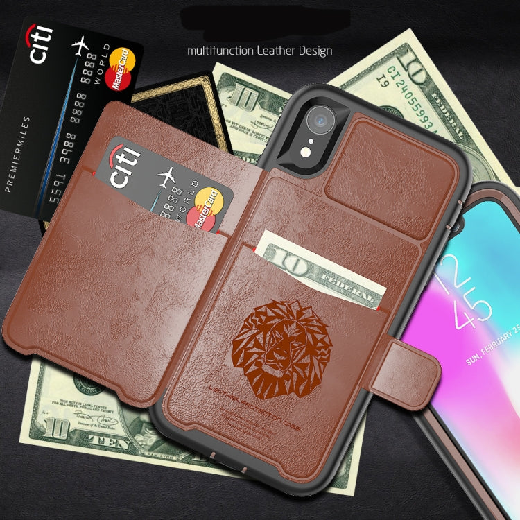 For iPhone XR Leather Protective Case with Holder & Card Slot