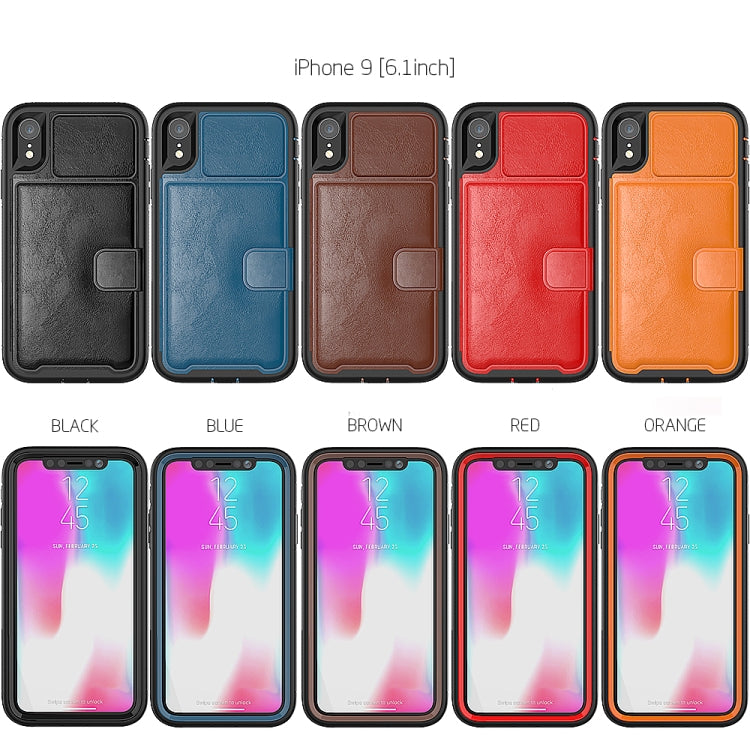 For iPhone XR Leather Protective Case with Holder & Card Slot