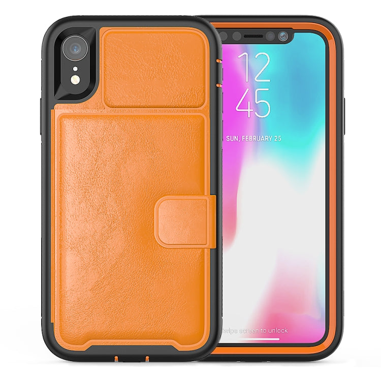 For iPhone XR Leather Protective Case with Holder & Card Slot