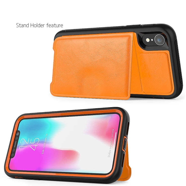 For iPhone XR Leather Protective Case with Holder & Card Slot