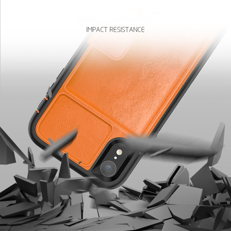For iPhone XR Leather Protective Case with Holder & Card Slot