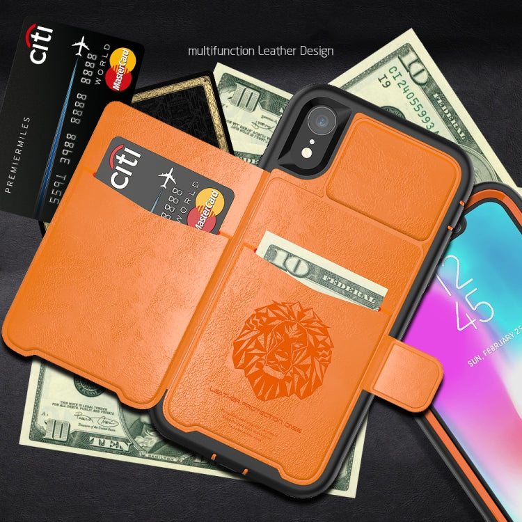For iPhone XR Leather Protective Case with Holder & Card Slot