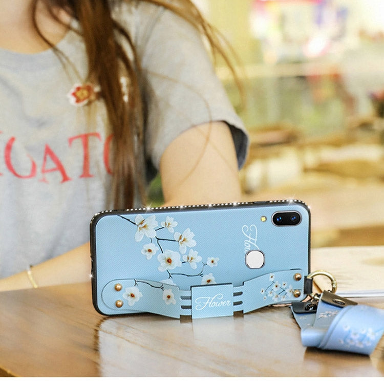 Fashion Cloth Texture TPU Protective Case with Wristband & Holder & Lanyard For Redmi Note 7