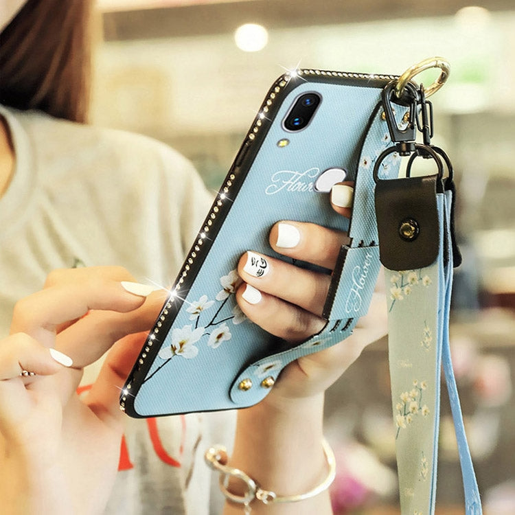 Fashion Cloth Texture TPU Protective Case with Wristband & Holder & Lanyard For Redmi Note 7