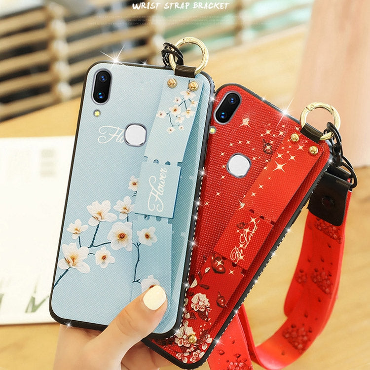 Fashion Cloth Texture TPU Protective Case with Wristband & Holder & Lanyard For Redmi Note 7