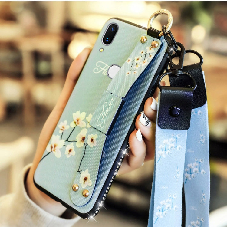 Fashion Cloth Texture TPU Protective Case with Wristband & Holder & Lanyard For Redmi Note 7