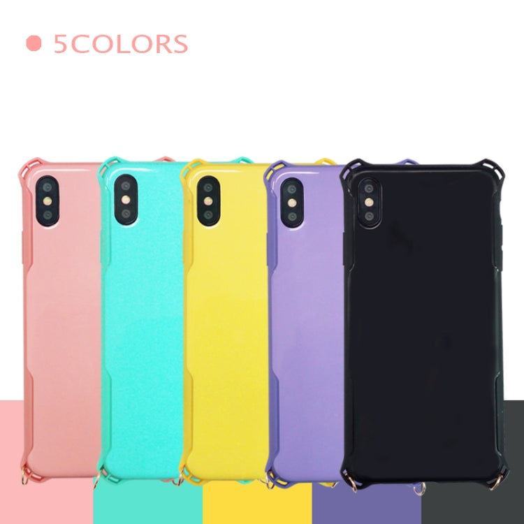 For iPhone X / XS Colorful Candy Shockproof PET Back Cover+ TPU Frame Phone Protective Case With Lanyard Neck Strap Ropeï¼ˆAdjustable length: 113CMï¼‰