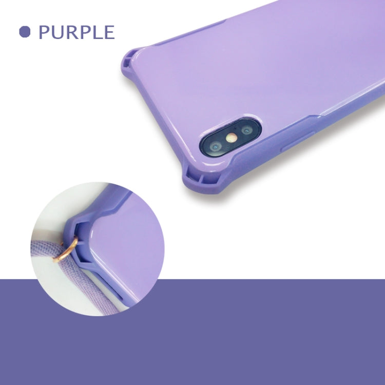 For iPhone X / XS Colorful Candy Shockproof PET Back Cover+ TPU Frame Phone Protective Case With Lanyard Neck Strap Ropeï¼ˆAdjustable length: 113CMï¼‰