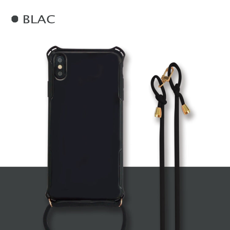 For iPhone XS Max Colorful Candy Shockproof PET Back Cover+ TPU Frame Phone Protective Case With Lanyard Neck Strap Ropeï¼ˆAdjustable length: 113CMï¼‰