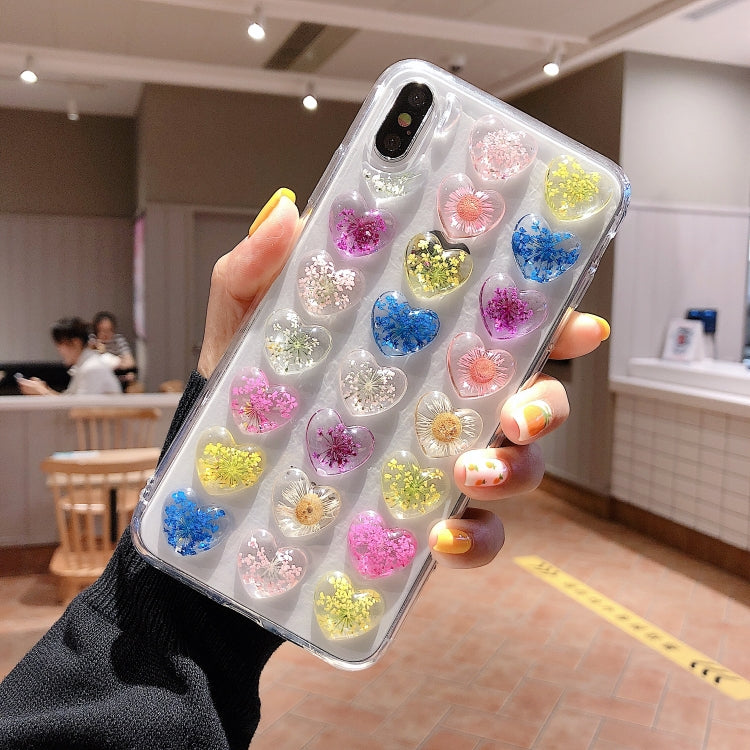 Heart-shaped Real Dried Flowers Transparent Soft TPU Cover For iPhone 8 Plus & 7 Plus