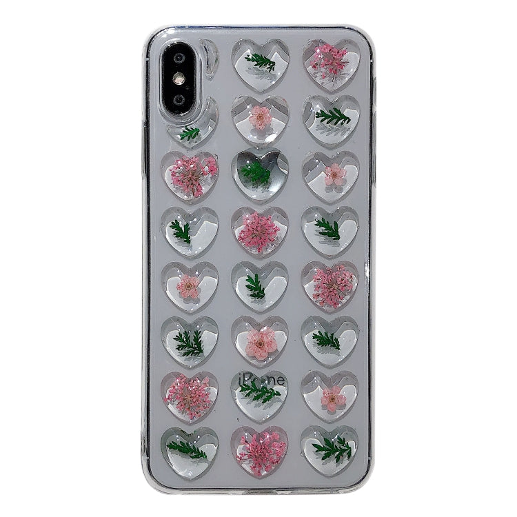 Heart-shaped Real Dried Flowers Transparent Soft TPU Cover For iPhone 8 Plus & 7 Plus