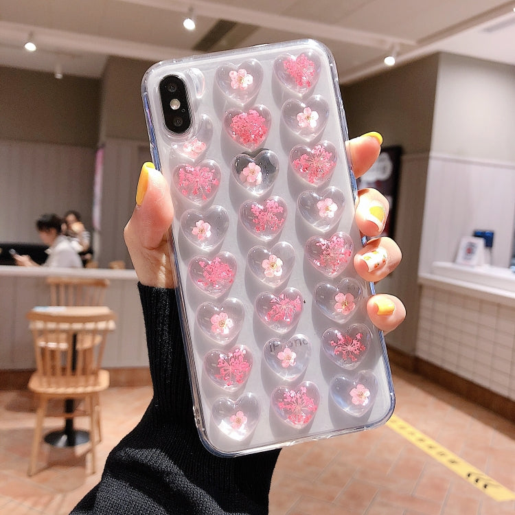 Heart-shaped Real Dried Flowers Transparent Soft TPU Cover For iPhone 6 Plus & 6s Plus