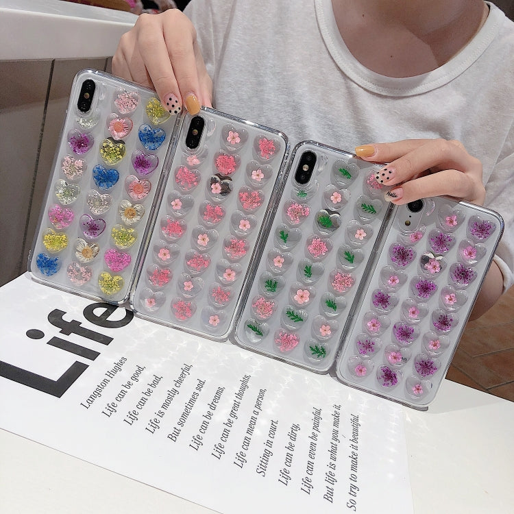 Heart-shaped Real Dried Flowers Transparent Soft TPU Cover For iPhone 6 Plus & 6s Plus