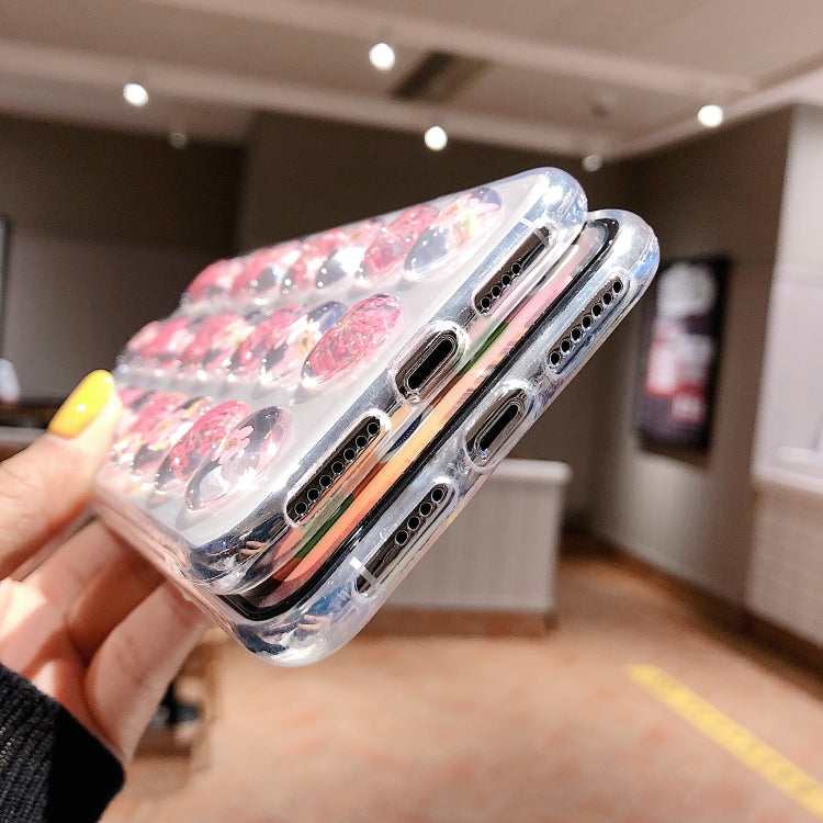Heart-shaped Real Dried Flowers Transparent Soft TPU Cover For iPhone 6 Plus & 6s Plus