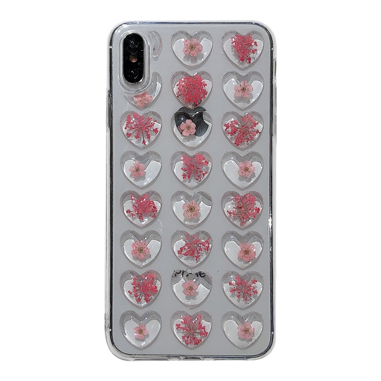 Heart-shaped Real Dried Flowers Transparent Soft TPU Cover For iPhone 6 Plus & 6s Plus