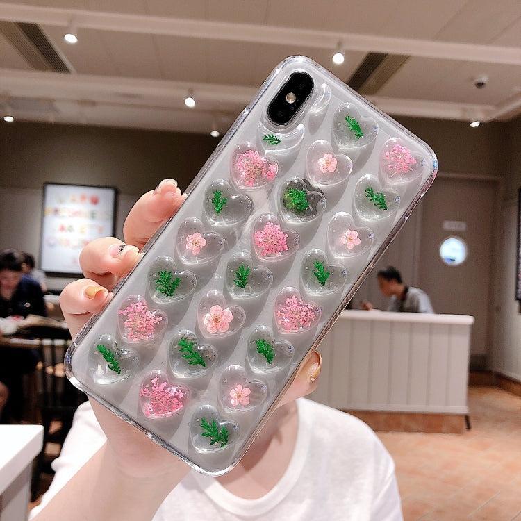 Heart-shaped Real Dried Flowers Transparent Soft TPU Cover For iPhone 6 & 6s