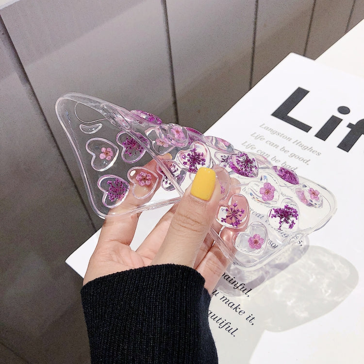 Heart-shaped Real Dried Flowers Transparent Soft TPU Cover For iPhone 6 & 6s