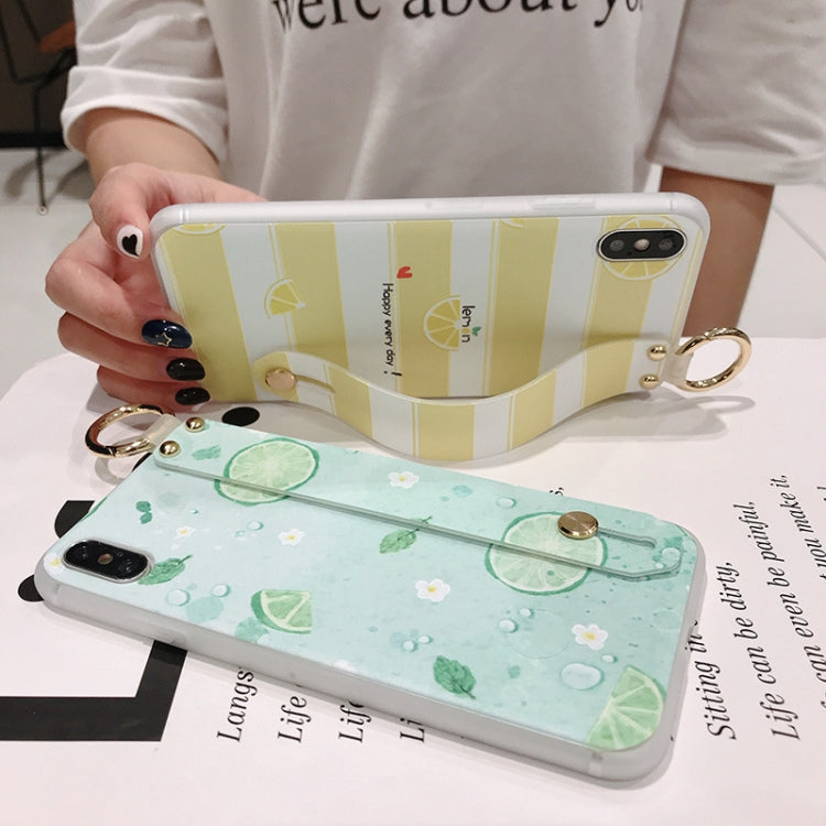 Lemon Pattern Wrist Strap TPU Case For iPhone SE 2020 & 8 & 7
