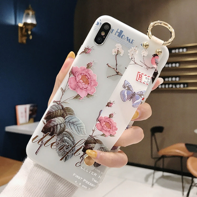 Flowers Pattern Wrist Strap Soft TPU Protective Case