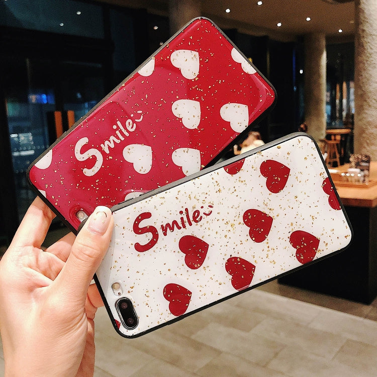 For iPhone XS Max Glass Protective Case(White heart)