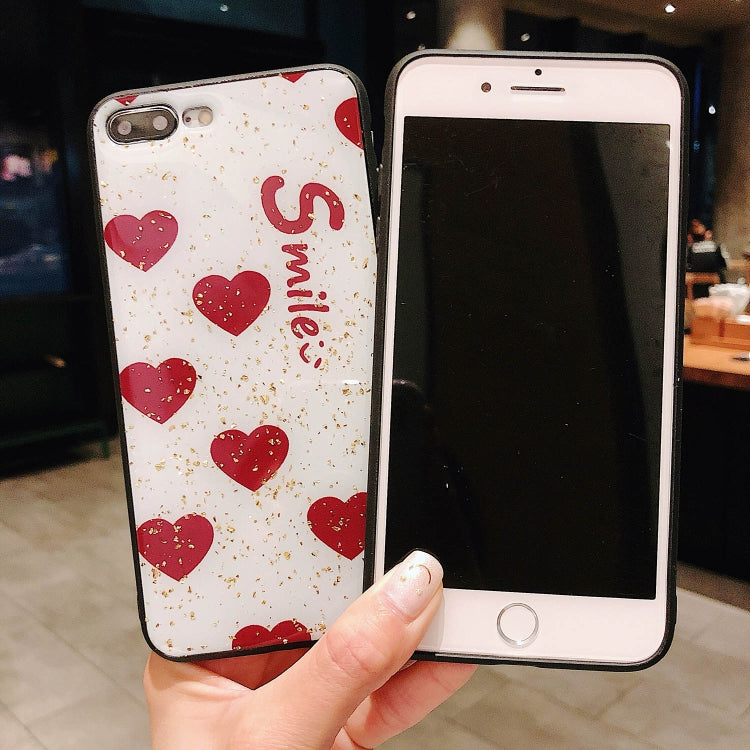 For iPhone XS Max Glass Protective Case(White heart)