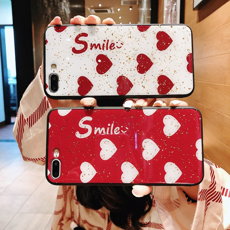 For iPhone XS Max Glass Protective Case(White heart)