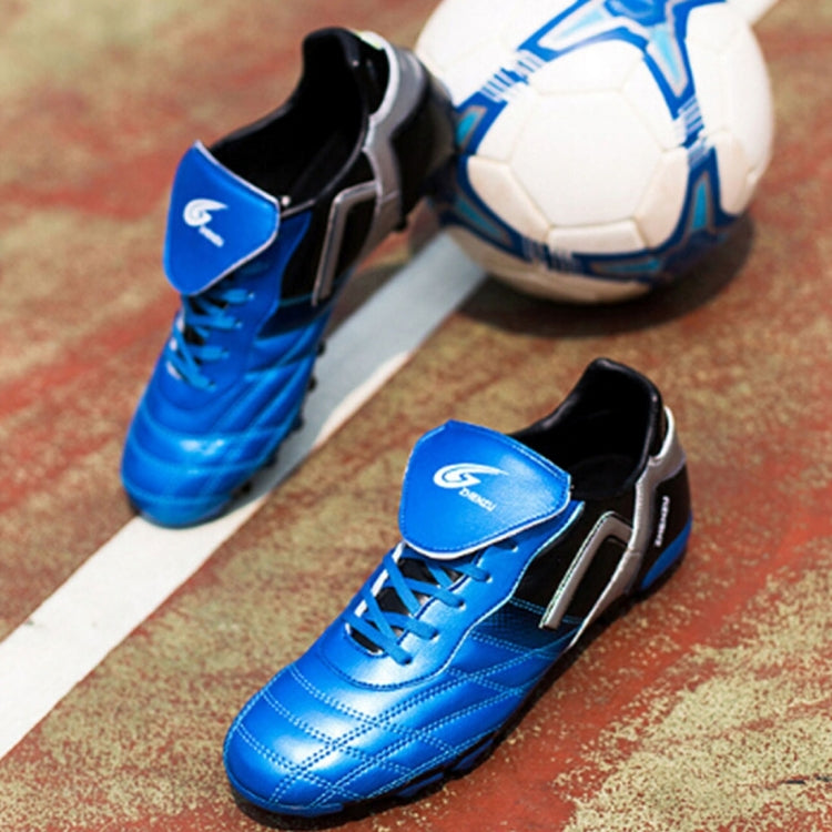 Zhenzu Outdoor Sporting Professional Training PU AG Nail Football Shoes, EU Size: 38(Blue)