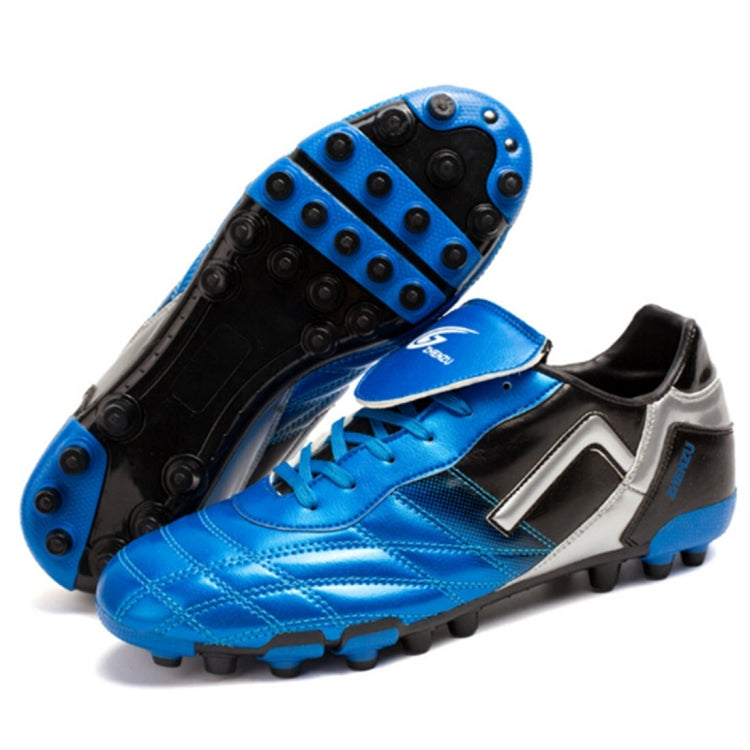 Zhenzu Outdoor Sporting Professional Training PU AG Nail Football Shoes, EU Size: 41(Blue)