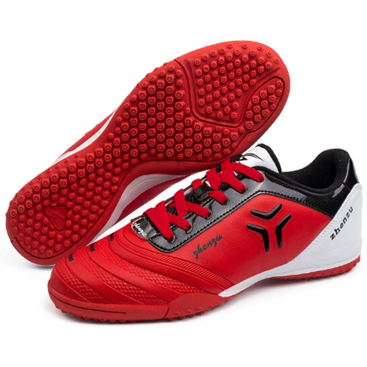 Zhenzu Outdoor Sporting Professional Training PU Football Shoes, EU Size: 33(Red)