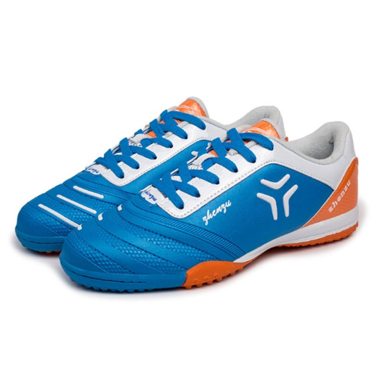 Zhenzu Outdoor Sporting Professional Training PU Football Shoes, EU Size: 35(Blue)
