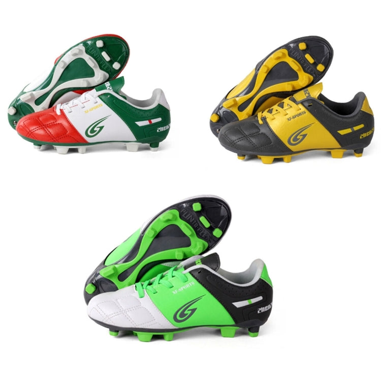 Zhenzu Outdoor Sporting Professional Training PU Children Football Shoes, EU Size: 29(Red)