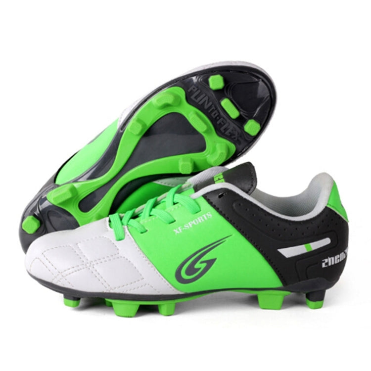 Zhenzu Outdoor Sporting Professional Training PU Children Football Shoes, EU Size: 36(Green)