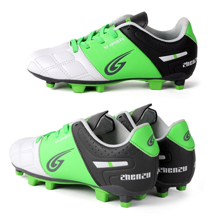 Zhenzu Outdoor Sporting Professional Training PU Children Football Shoes, EU Size: 38(Green)