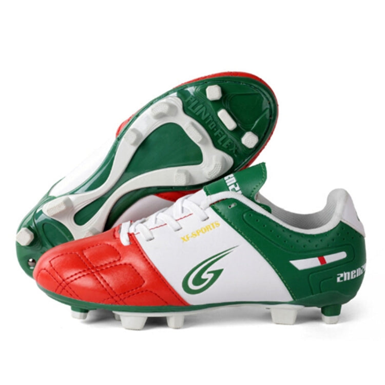 Zhenzu Outdoor Sporting Professional Training PU Children Football Shoes, EU Size: 38(Red)