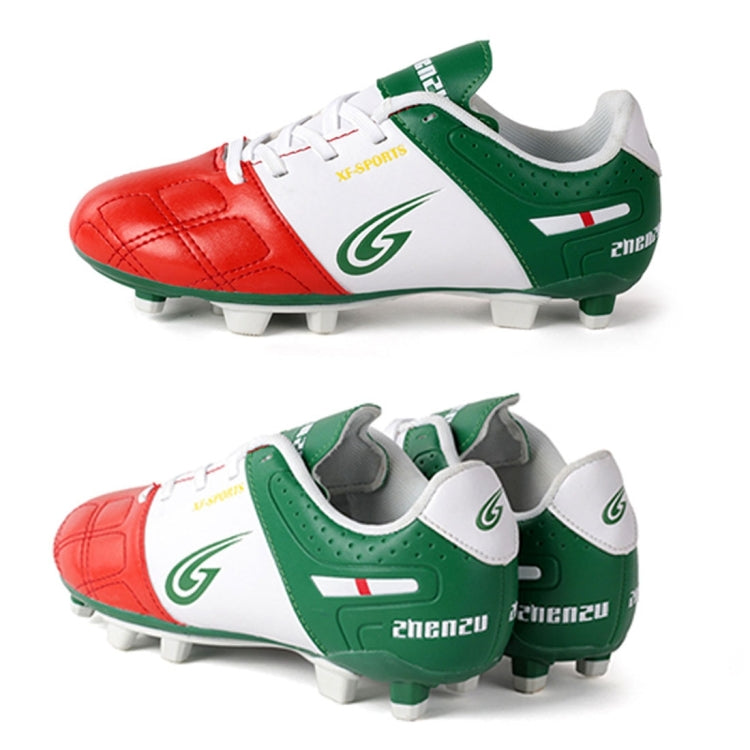 Zhenzu Outdoor Sporting Professional Training PU Children Football Shoes, EU Size: 38(Red)