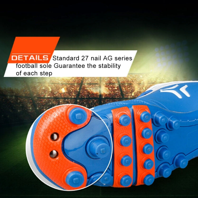 Zhenzu Outdoor Sporting Professional Training PU Short Nail Football Shoes, EU Size: 41(Blue)