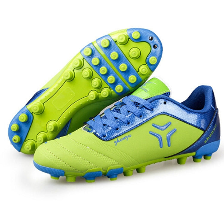 Zhenzu Outdoor Sporting Professional Training PU Short Nail Football Shoes, EU Size: 36(Green)